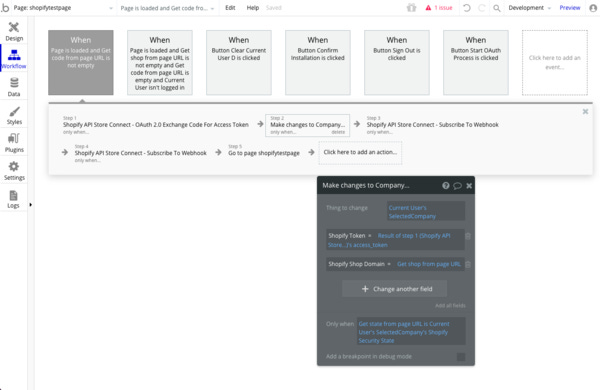 When Shopify responds with a token, we store it to the database.