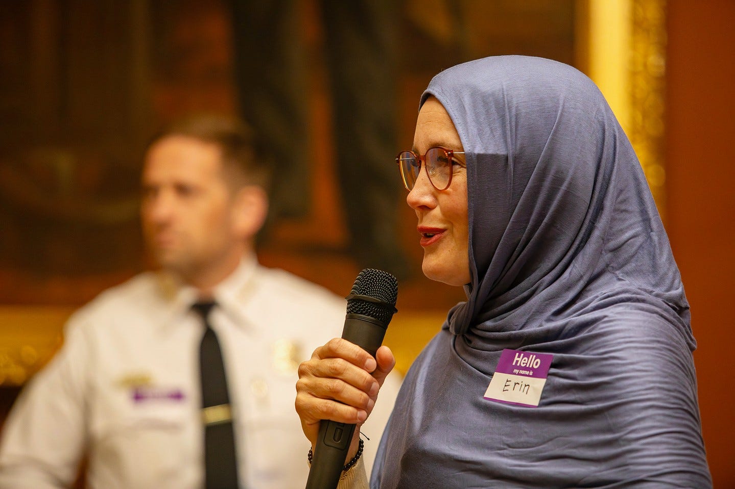 Salt Lake City Mayor Erin Mendenhall welcomes people to the Iftar at City Hall during Ramadan on March 9, 2026.