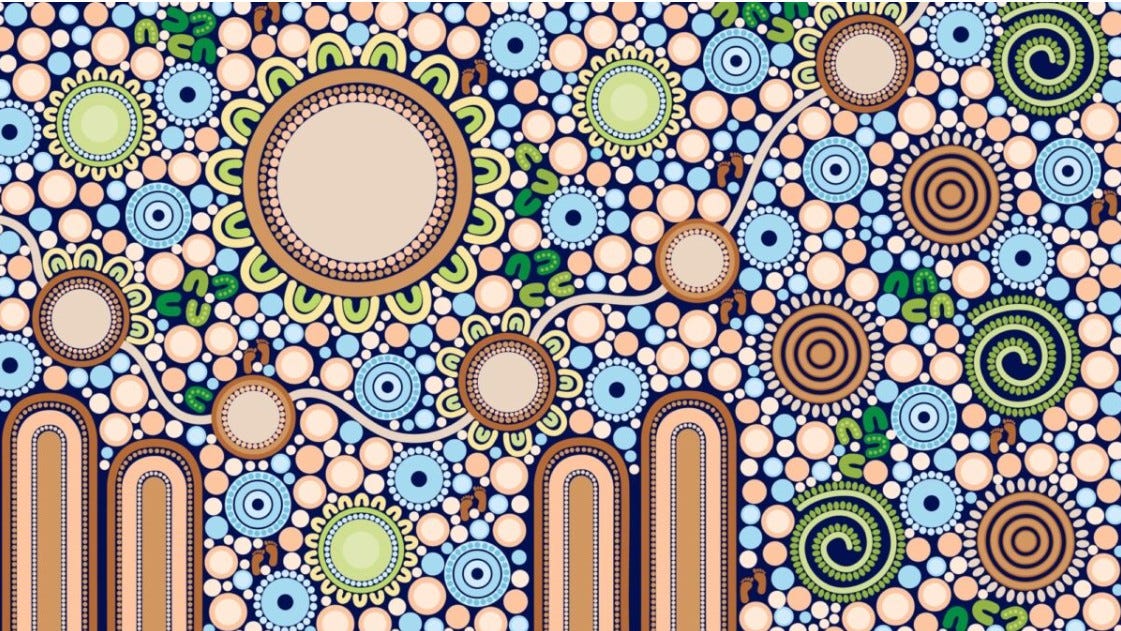 Picture of an atwork by local Wiradjuri women