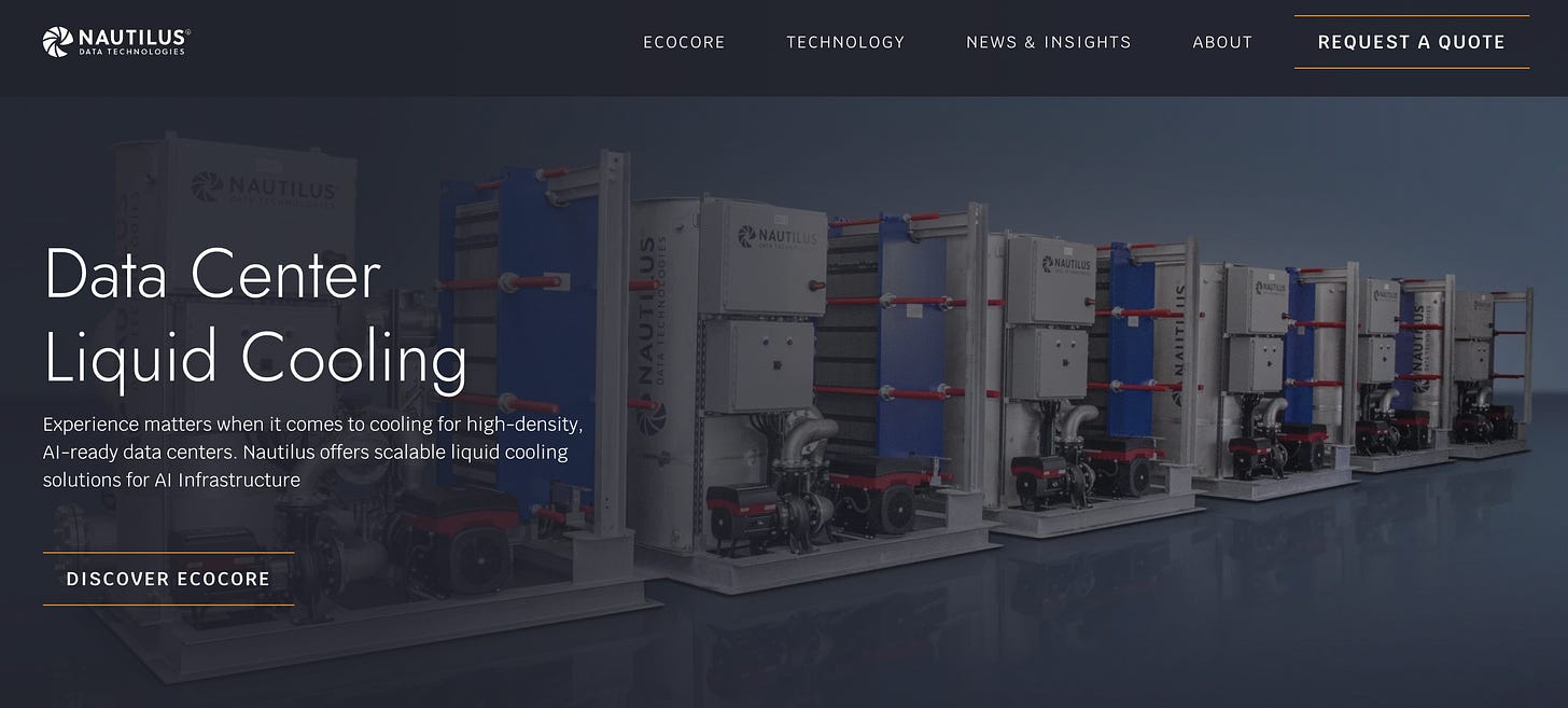 Screenshot of Nautilus Data Technologies Home Page