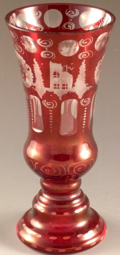 Egermann Ruby Cut to Clear Vase