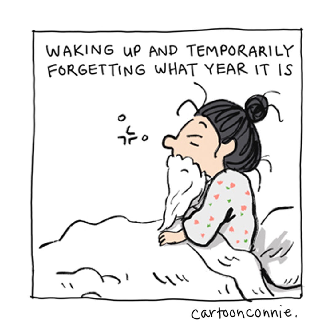 Panel 5 of a 6-panel comic about the comforts of a sick day. Panels illustrate a cartoon girl with a bun recovering from a cold and finally getting the rest she needs. Titled "Sick Day Comforts." Original artwork by Connie Sun, cartoonconnie, 2026. Panel 5 of a 6-panel comic about the comforts of a sick day. Panels illustrate a cartoon girl with a bun recovering from a cold and finally getting the rest she needs. Titled "Sick Day Comforts." Original artwork by Connie Sun, cartoonconnie, 2026.