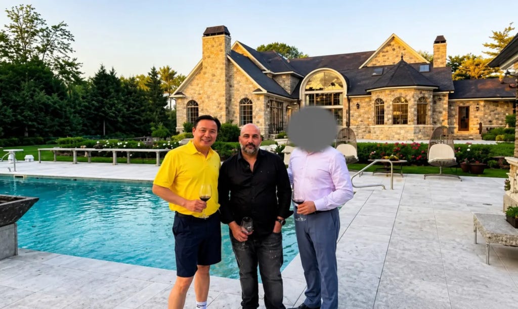 Zhu with Carone in his Nassau County backyard.