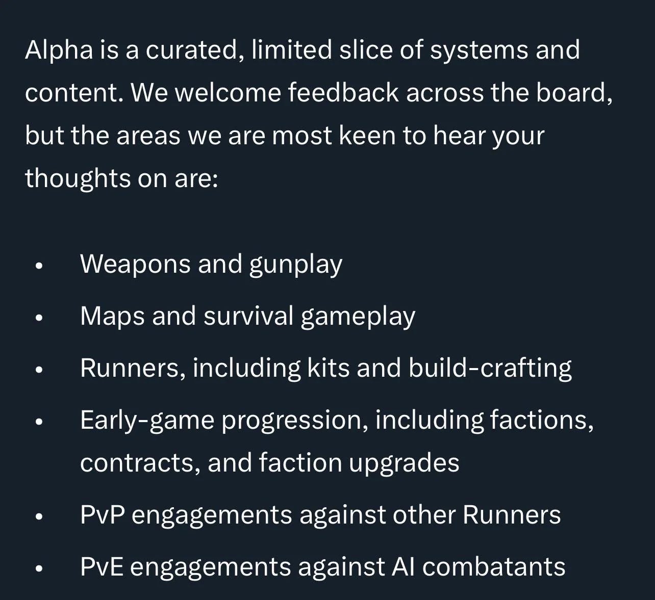Bungie detailing what sort of feedback they're most interested in
