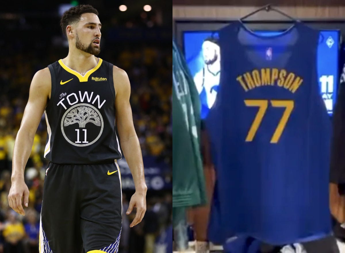 Golden State Warriors Troll Klay Thompson With A #77 Jersey After NBA 75  List Snub - Fadeaway World