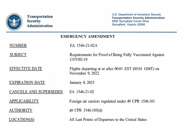 TSA Announcement