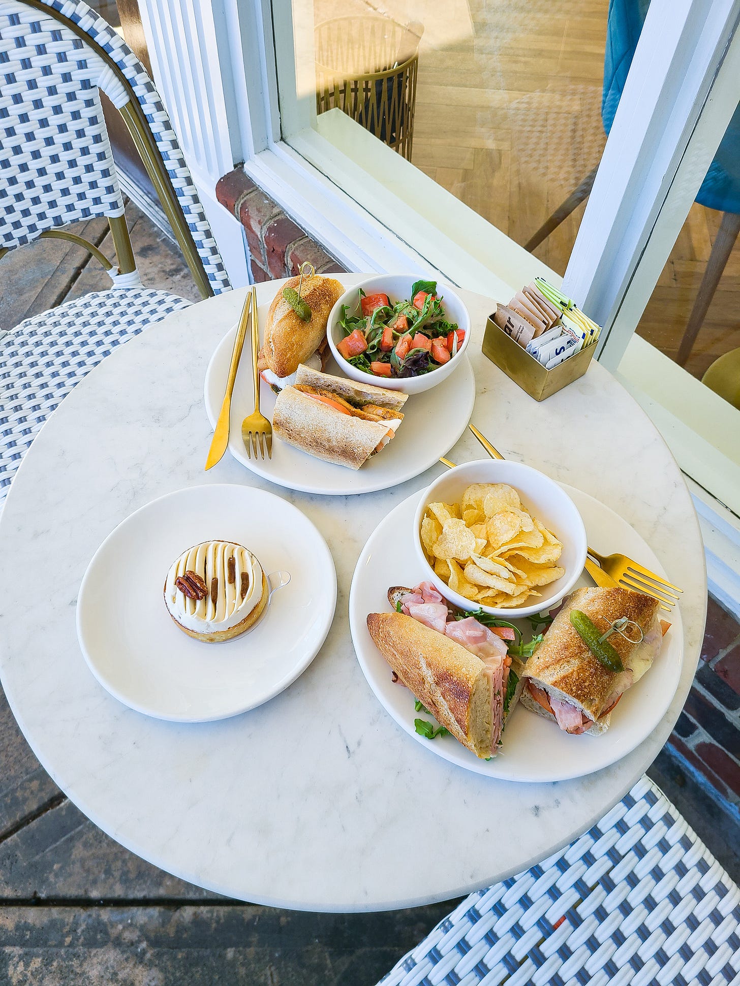 Chez Marie outdoor seating close up on food