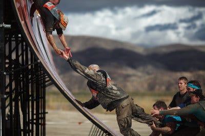 A slicked quarter pipe "Everest" is among the signature Tough Mudder obstacles that have been redesigned to further promote teamwork, complementing another ten exhilarating new obstacles that will hit Tough Mudder courses in 2015. A slicked quarter pipe "Everest" is among the signature Tough Mudder obstacles that have been redesigned to further promote teamwork, complementing another ten exhilarating new obstacles that will hit Tough Mudder courses in 2015.