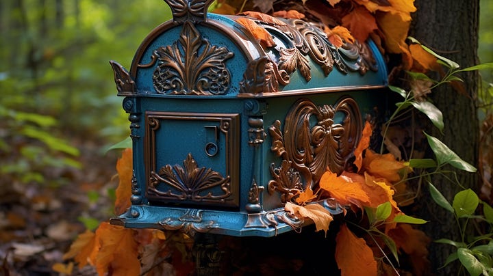 Various images of a mailbox created with Midjourney