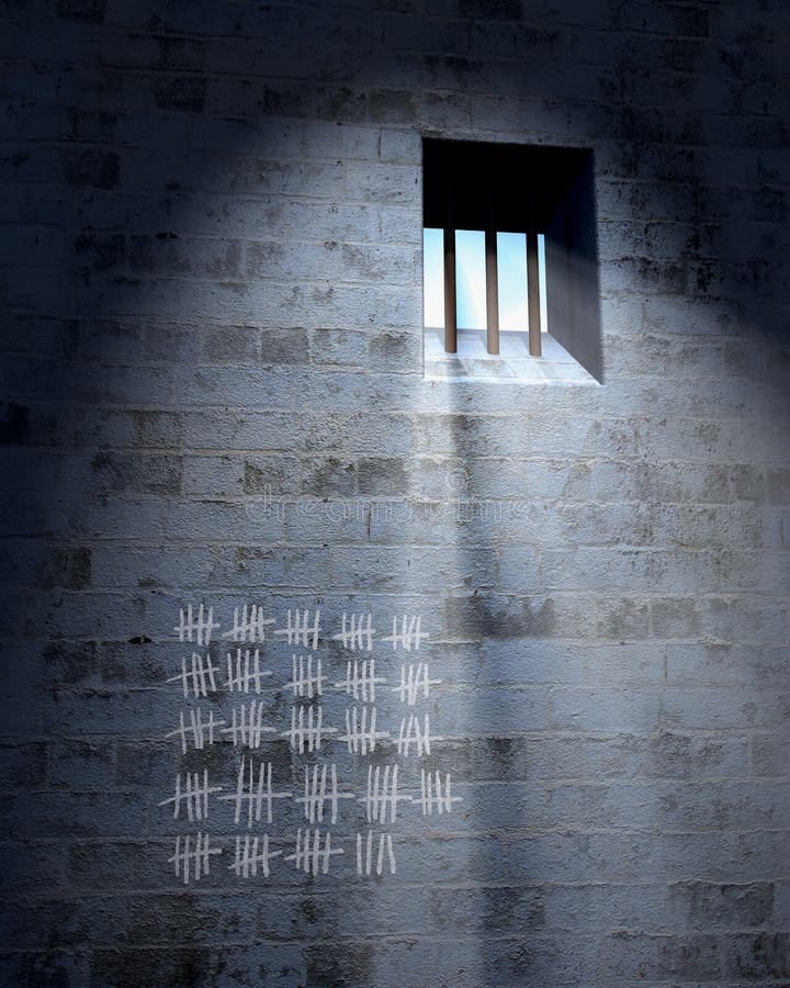 Old prison cell with window, bars and sunbeam. Prison loneliness illustrations Old prison cell with window, bars and sunbeam. Prison loneliness illustrations