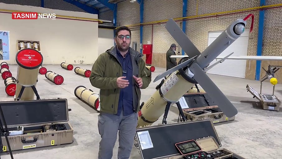 The formal unveiling of the Rezvan encapsulated loitering strike drone The formal unveiling of the Rezvan encapsulated loitering strike drone