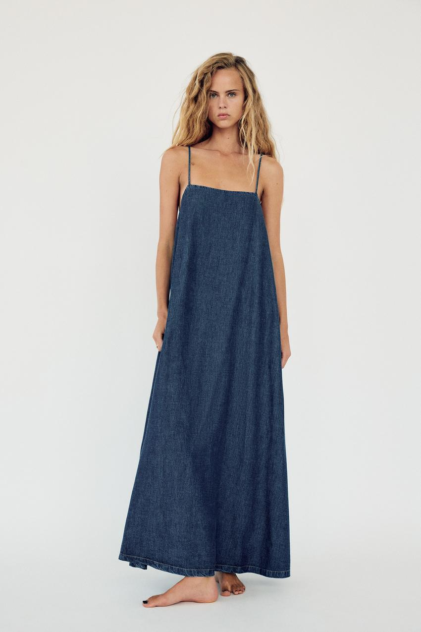 Zara FLOWY DENIM DRESS TRF - Dark indigo - Image 0 Zara FLOWY DENIM DRESS TRF - Dark indigo - Image 0