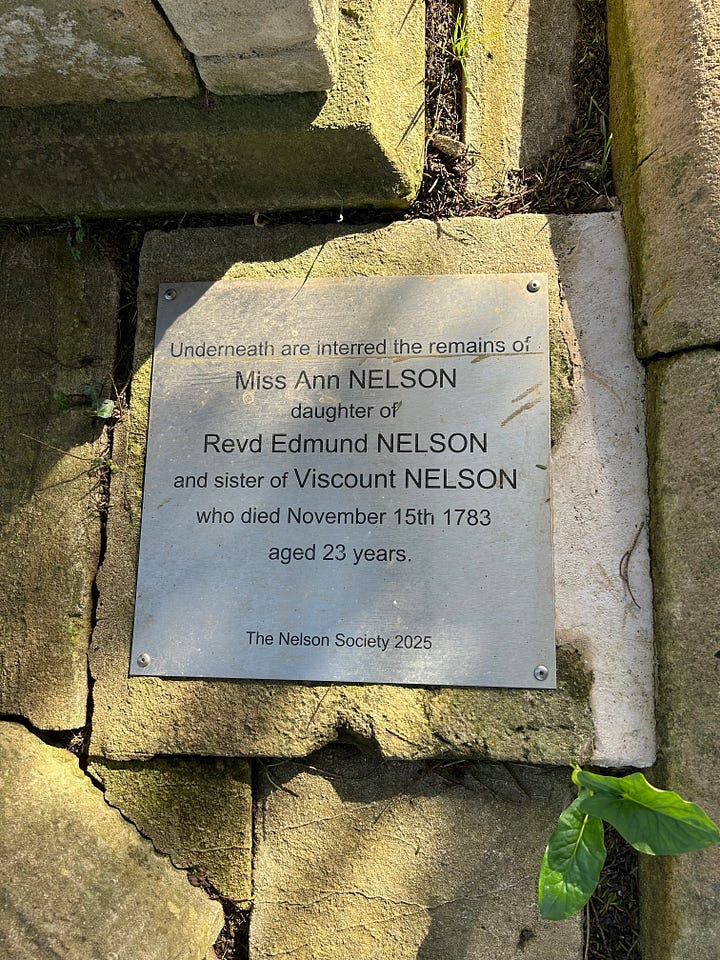 Photos of the tombs of Ann Nelson and Elizabeth Matchum at St Switun's Church, Bathford.