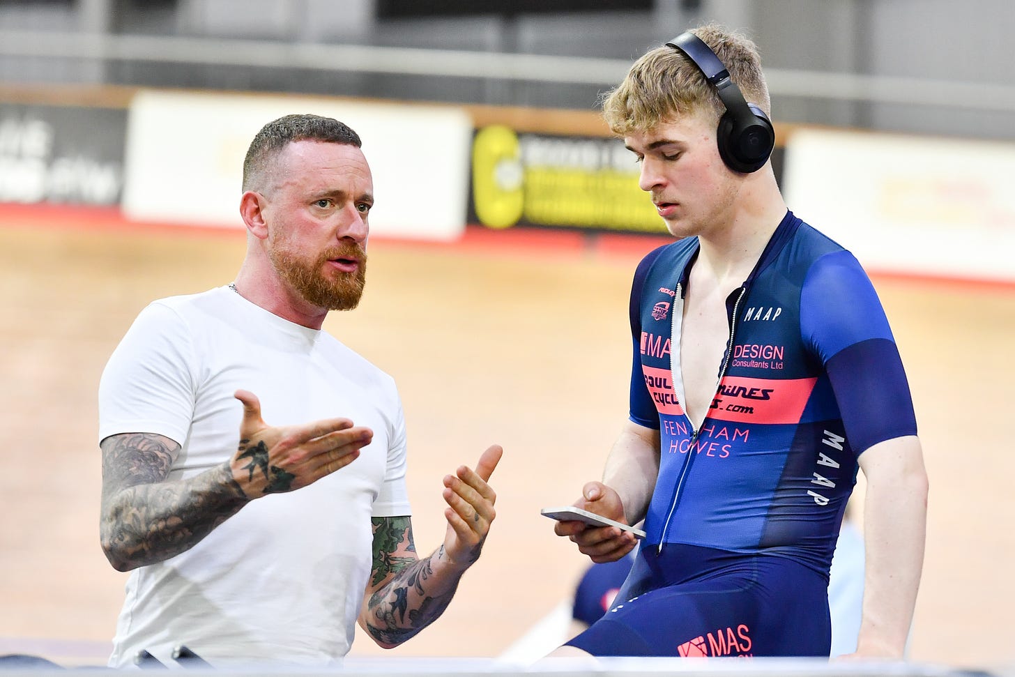 Bradley Wiggins with son Ben at the 2022 British Track Championships