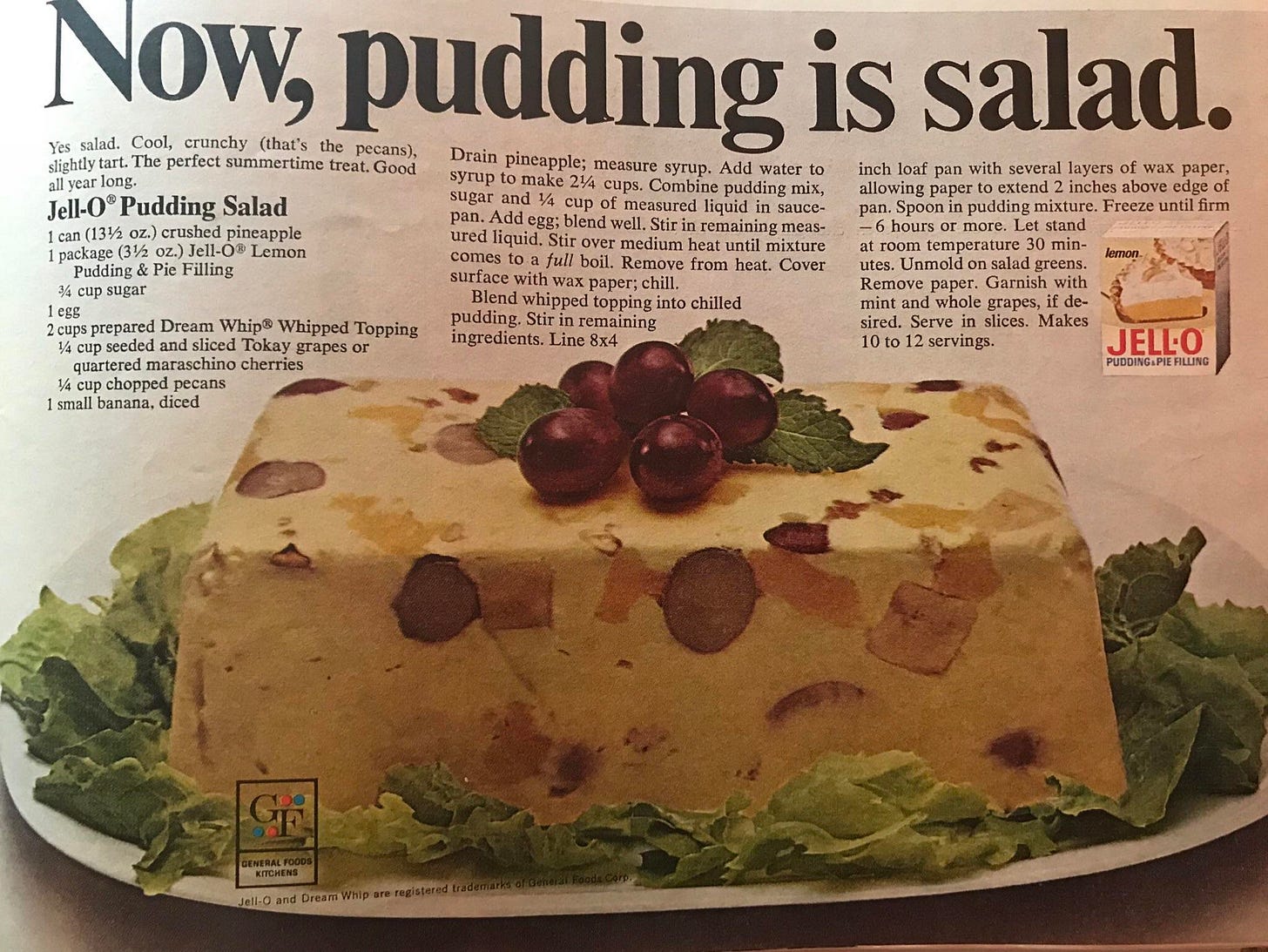 Good news everyone! Now, pudding is salad. Vintage 1960s Jello ad :  r/vintageads