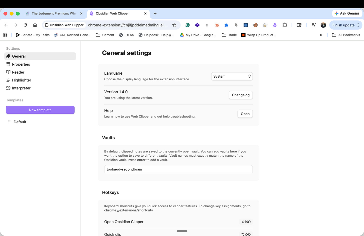 Configure the vault in Web Clipper