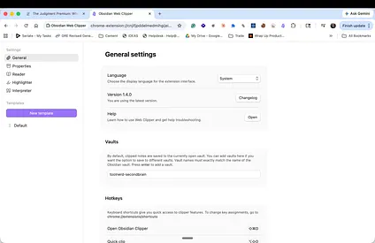Configure the vault in Web Clipper