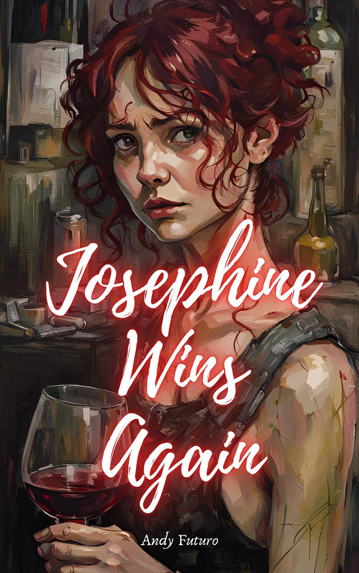 The covers for the books Josephine Wins Again, and Rooting for the Apocalypse by Andy Futuro