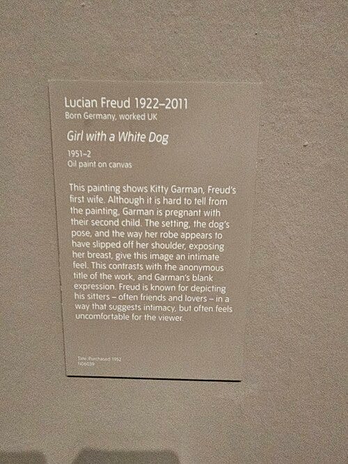 Lucian Freud, Girl with a White Dog, early 1950s. Tate, London. Lucian Freud, Girl with a White Dog, early 1950s. Tate, London.