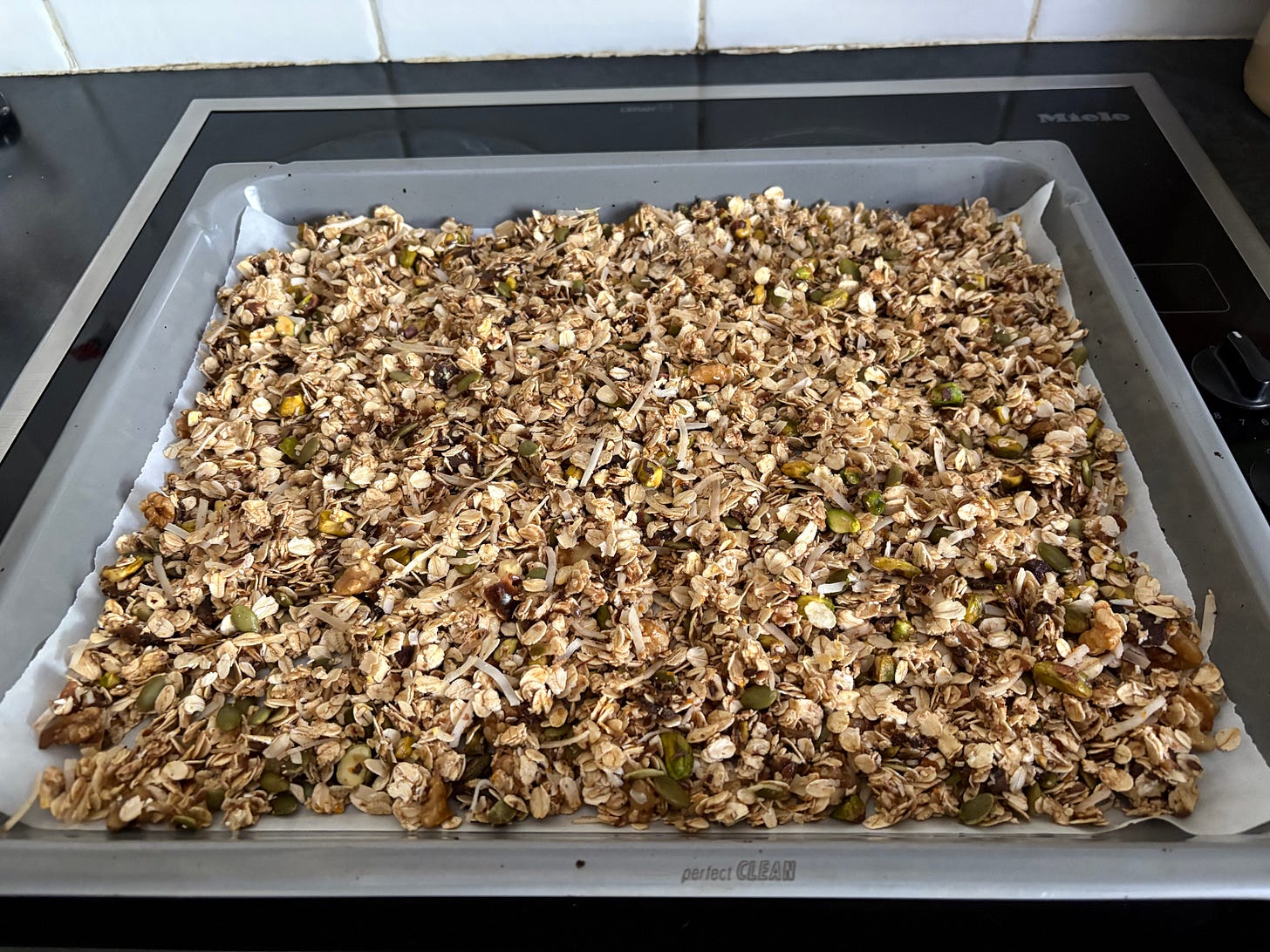 A delicious granola spread on a tray