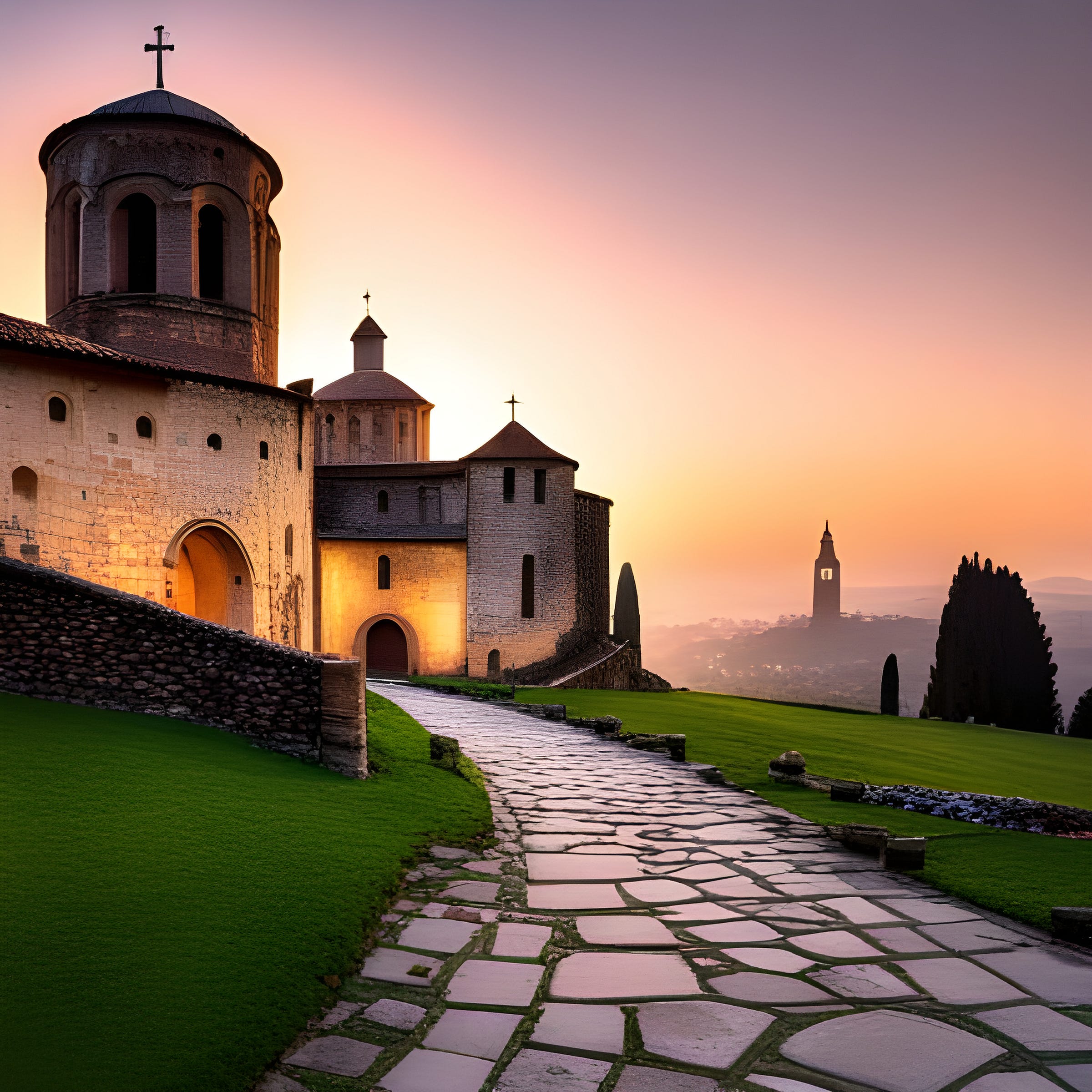 Church at Dawn- AI Image by Robert G. Metivier, 2022 w. NightCafe Creator