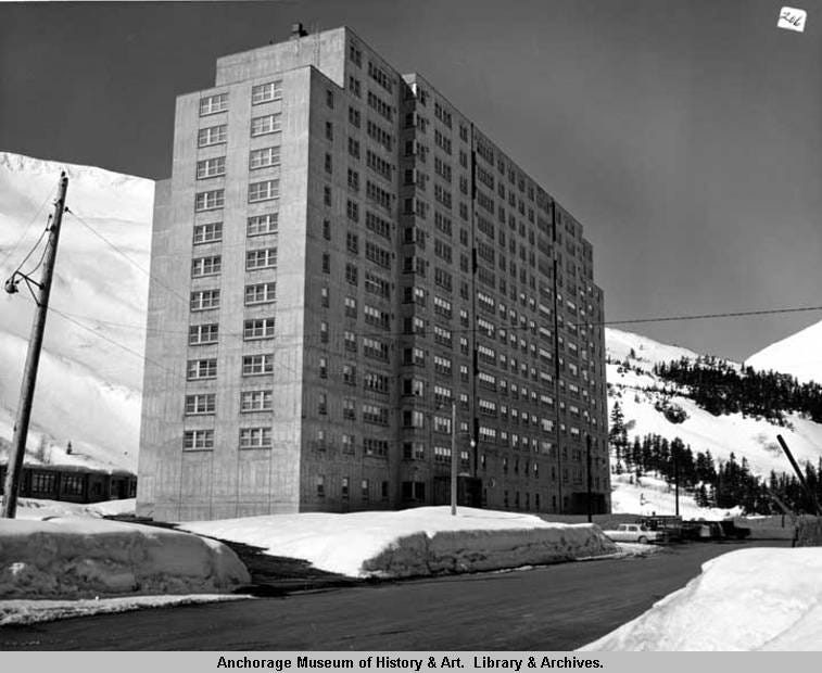 Begich Tower in Whittier, Alaska.