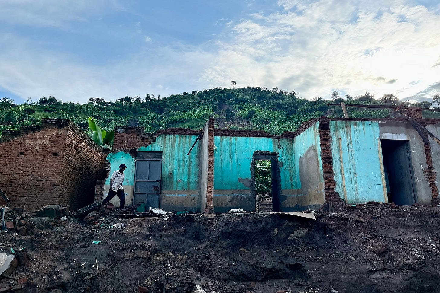 Destruction caused by a flash flood in Bwitho, Uganda, one of the CAPA initiative sites located near Rwenzori Mountains National Park.