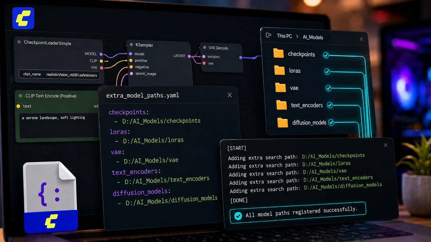Fix ComfyUI model paths without moving your entire library Fix ComfyUI model paths without moving your entire library