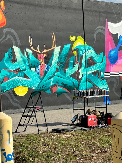 Photos of graffiti art murals