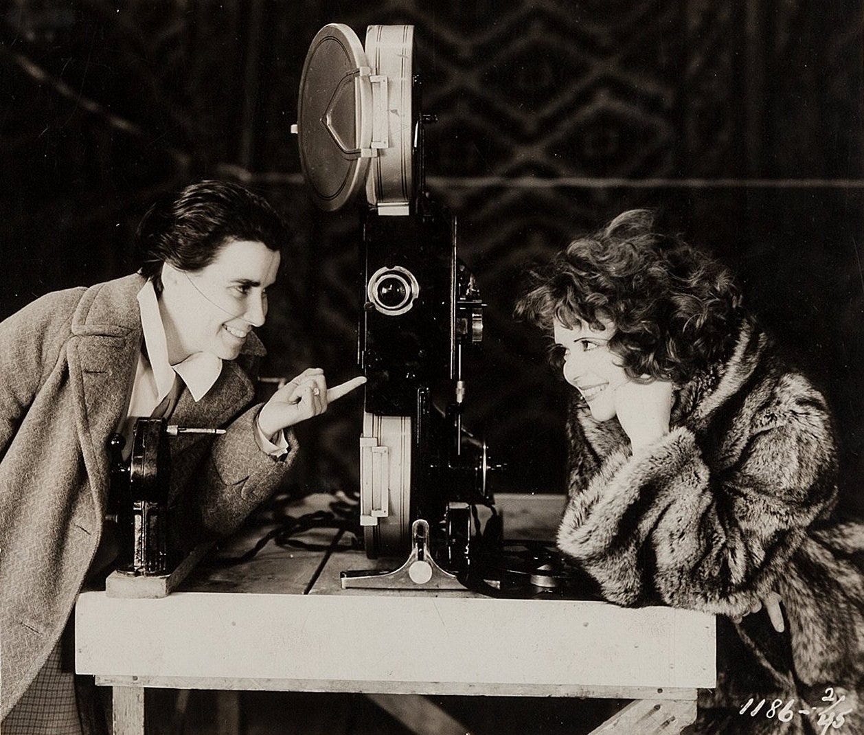 Dorothy Arzner and Clara Bow on set of The Wild Party (1929)