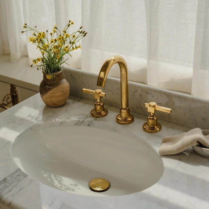 two bathrooms, one with a bath and another close up shot of a vanity 
