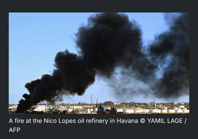 r/suppressed_news - Havana refinery Ñico López fire under control as Cuba battles Western oil and food embargo