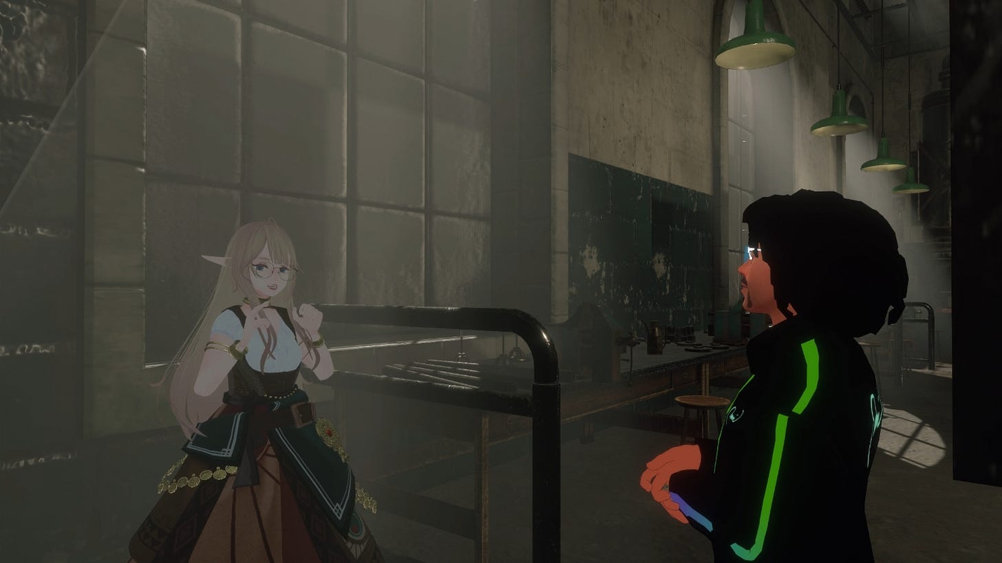 This is an image of FlowersRite speaking to ArmaniXR about managing their ideas as they bring them to life in social VR.