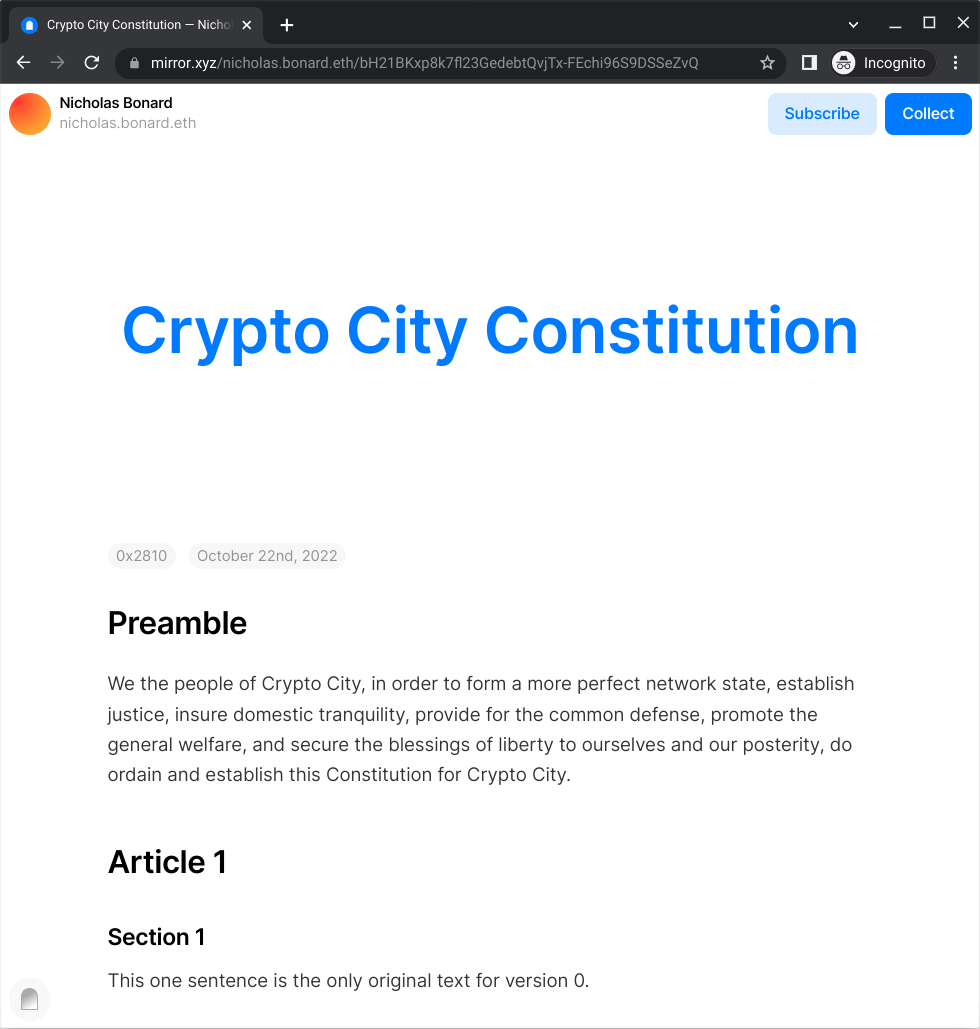 Constitutions Belong on the Blockchain - by Nicholas Bonard