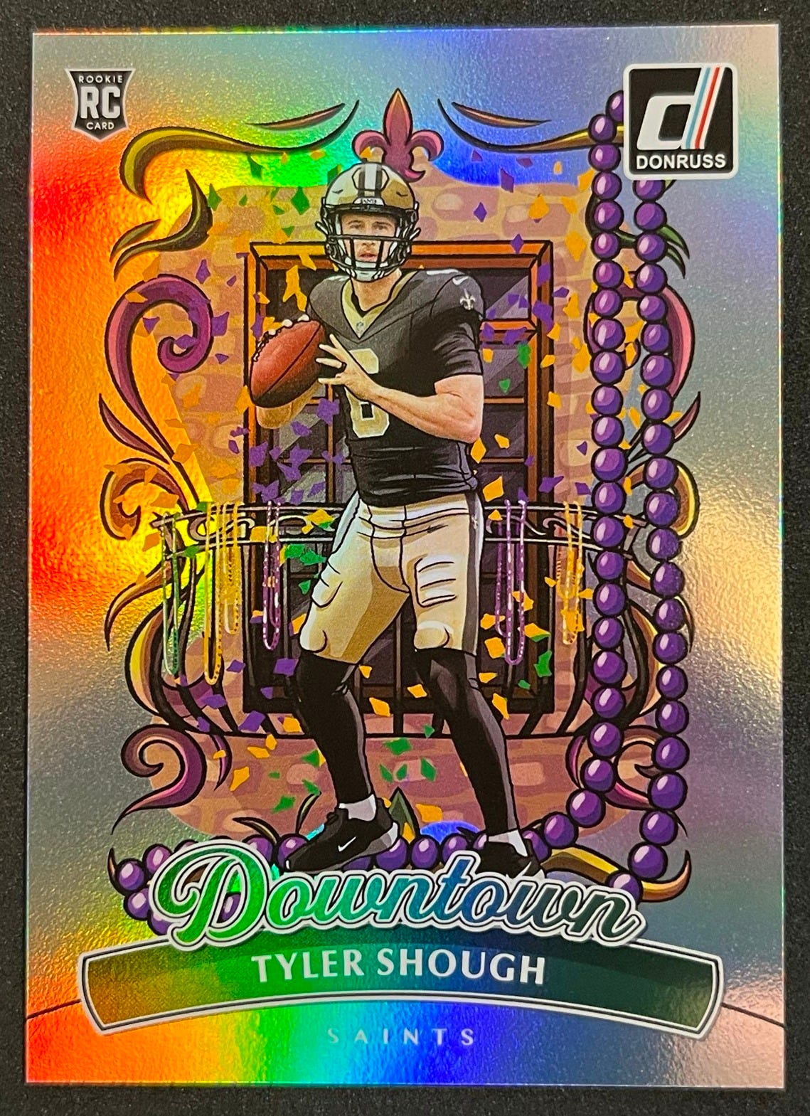 2025 Panini Donruss Downtown Tyler Shough Rookie Card for PSA grading. 2025 Panini Donruss Downtown Tyler Shough Rookie Card for PSA grading.