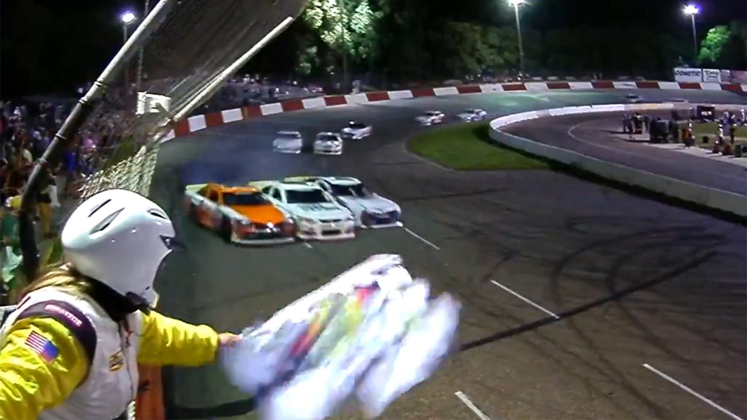 ARCA Menards Series Elko Speedway finish William Sawalich Lavar Scott Kris Wright three wide for the win ARCA Menards Series Elko Speedway finish William Sawalich Lavar Scott Kris Wright three wide for the win