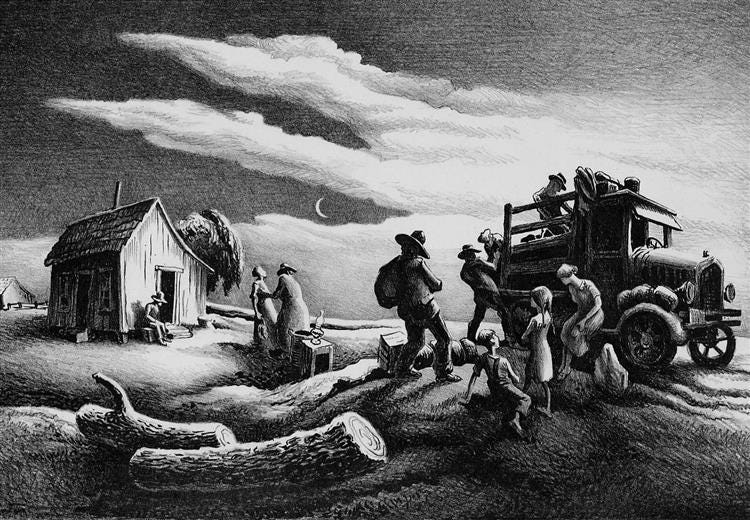 Departure of the Joads from 'The Grapes of Wrath', 1939 - Thomas Hart ...