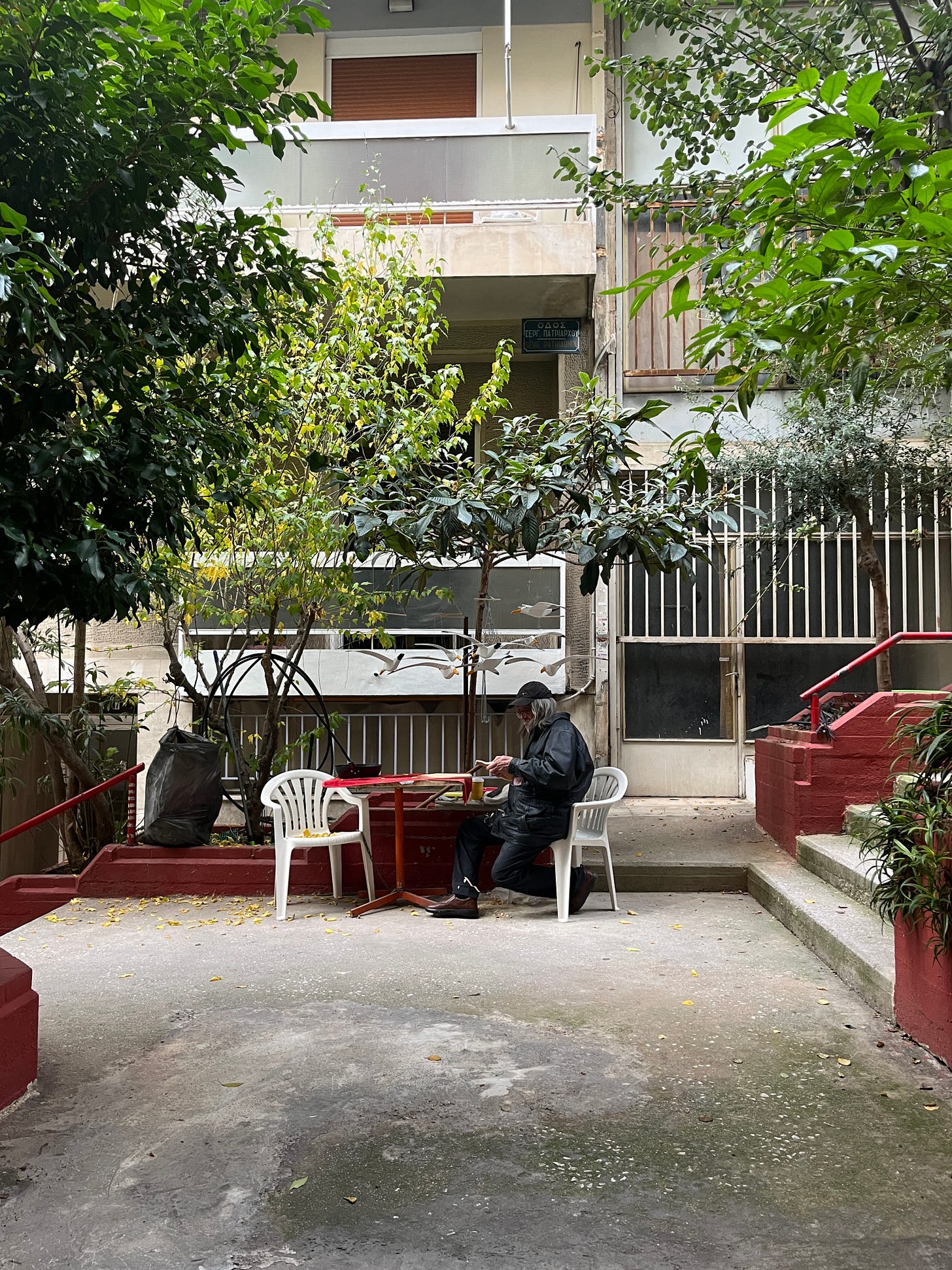 The Greek man in front of my apartment building in Exarcheia, who’d sit and do woodwork al fresco all day, which, to me, captures the leisurely spirit of this city. The Greek man in front of my apartment building in Exarcheia, who’d sit and do woodwork al fresco all day, which, to me, captures the leisurely spirit of this city.