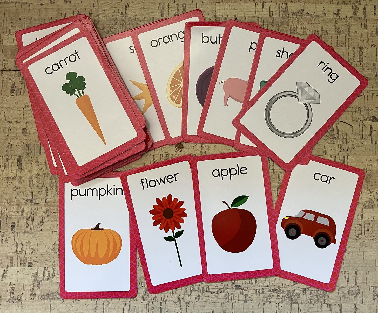 Un set di flashcards in inglese
