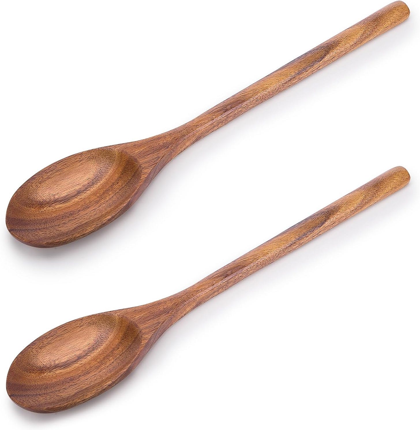 2 Wooden Cooking Spoons on a white background