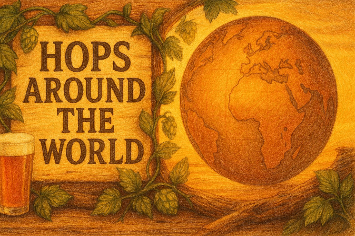 Hops around the world logo - Never Lost Letters by Stuart Found