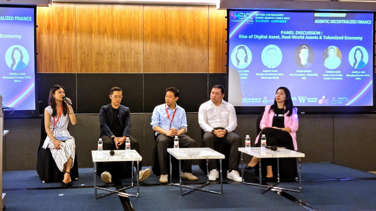 The Rise of Digital Asset, Real-World Assets & Tokenized Economy” panel discussion featuring Ms. Belle Leung  - Head of Asia, Xapo Bank ; Mr. Aaron Thian - Director of Institution Sales, Anchorage Digital ; Mr. Sean Chung - Vice President, Global Business Development, R25 ; Mr. Thomas Chou - Head of APAC, Canton Foundation ; Ms. Angela Ang - Managing Director, BitGo.