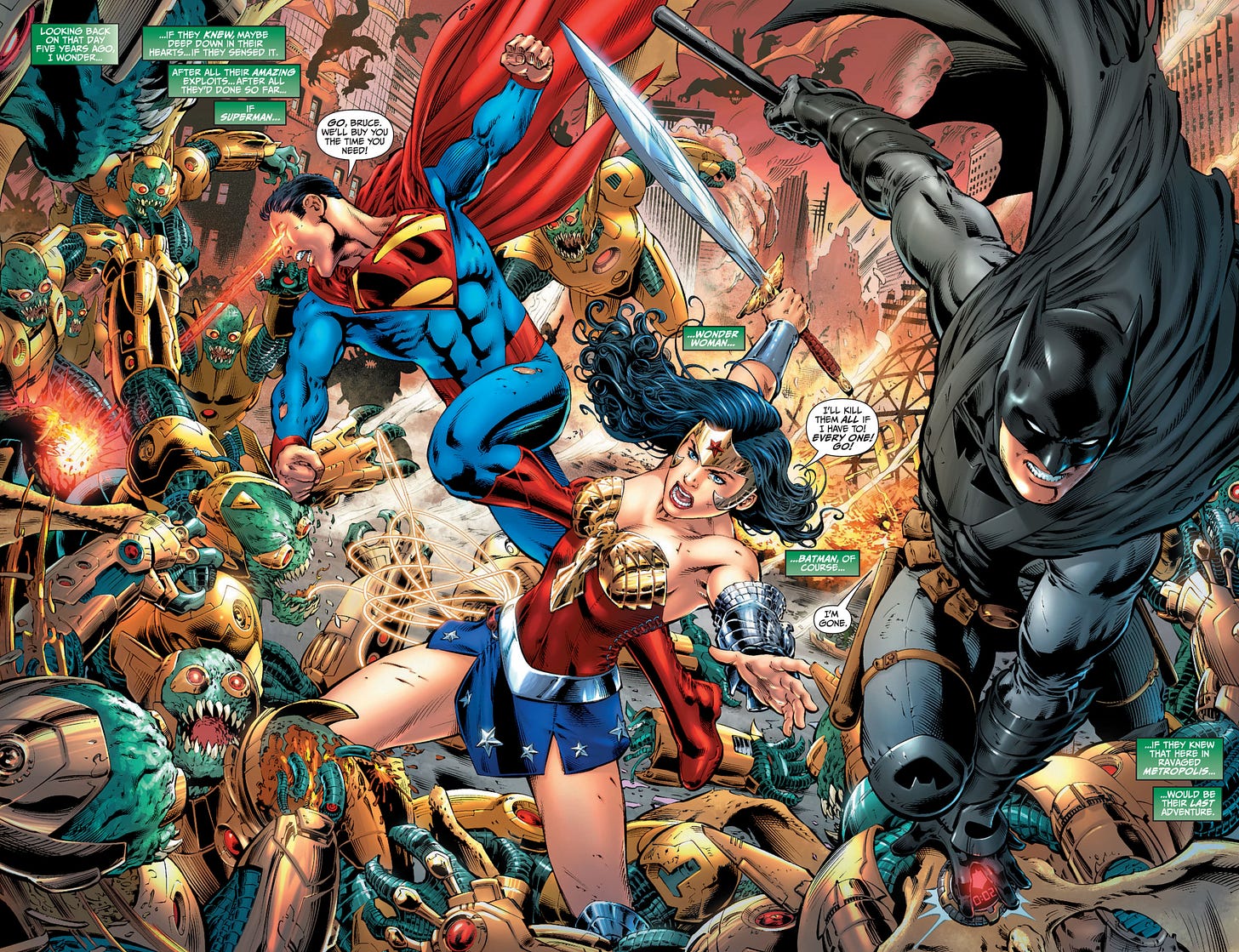 Earth-2 Superman, Wonder Woman and Batman from The New 52. Earth-2 Superman, Wonder Woman and Batman from The New 52.