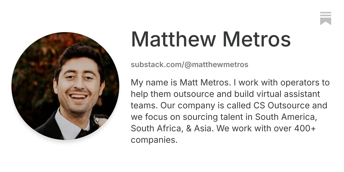 Matthew Metros | Substack