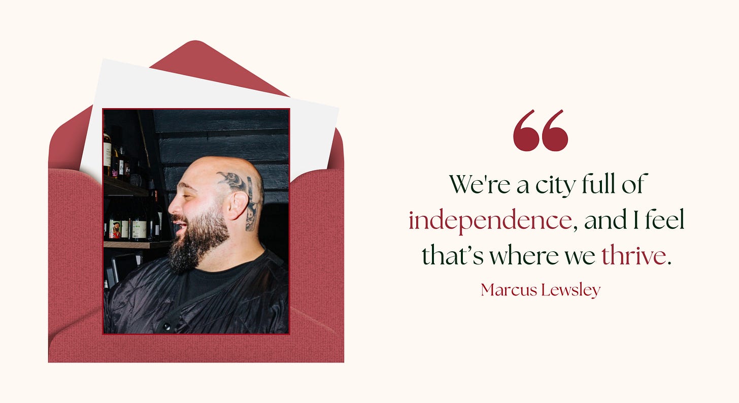 A red envelope with a picture of Marcus Lewsley on it, with black and white text to the right