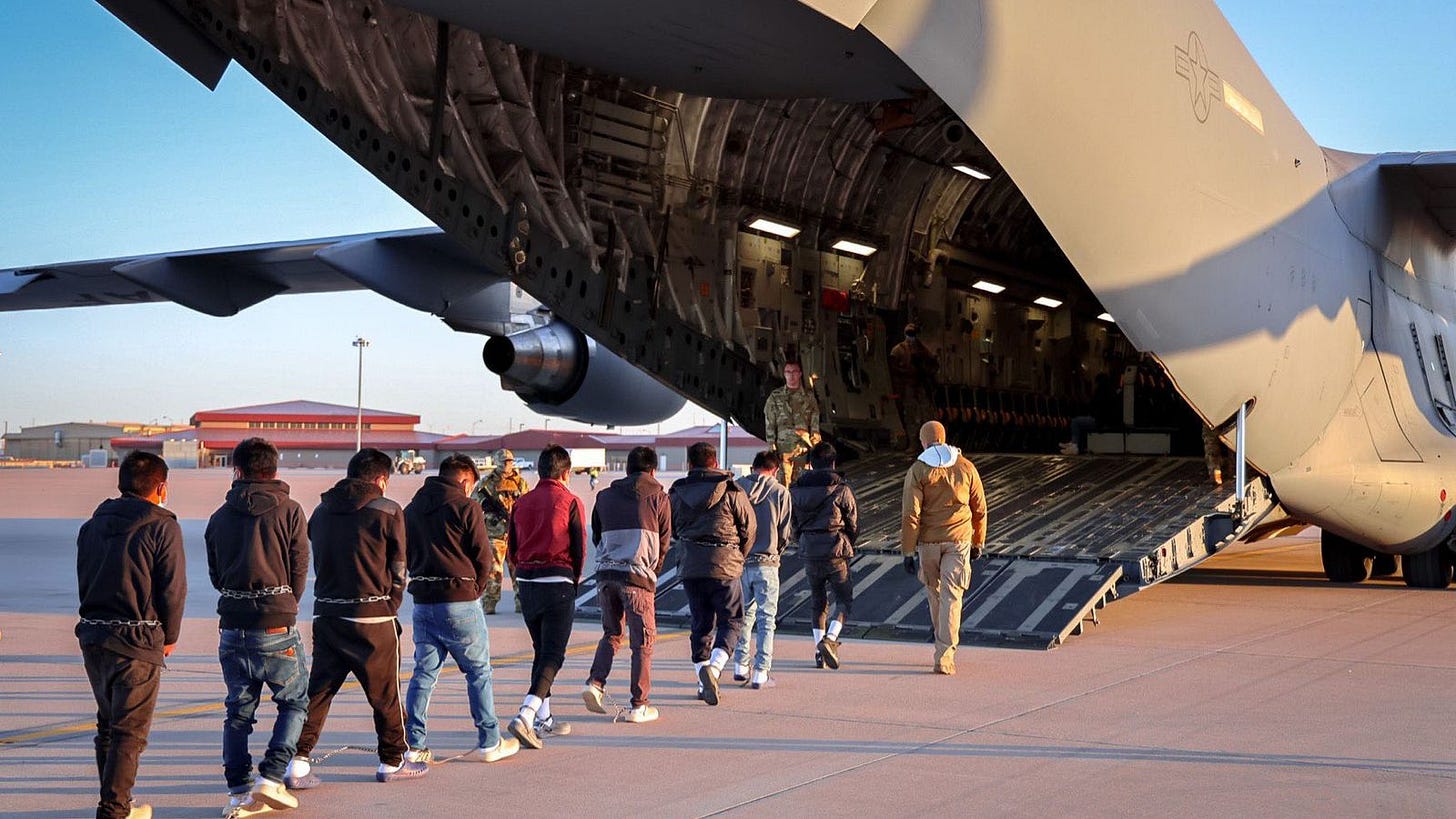 Migrants in shackles led on to US military plane - as Mexico refuses to accept deportation flight | US News | Sky News Migrants in shackles led on to US military plane - as Mexico refuses to accept deportation flight | US News | Sky News