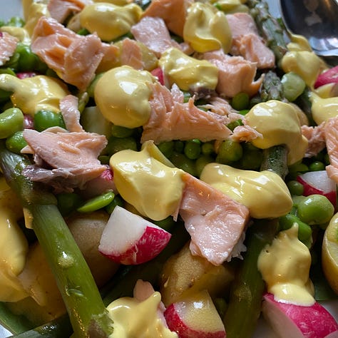 Pictures of Diana Henry’s salad recipe in stages