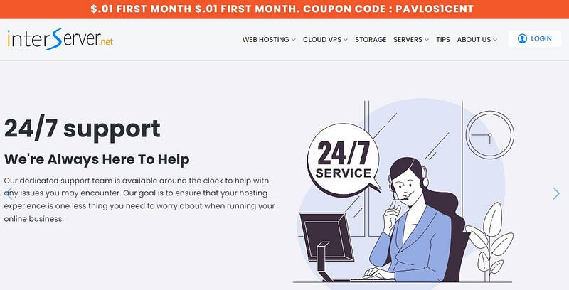 Screenshot from Interserver’s homepage