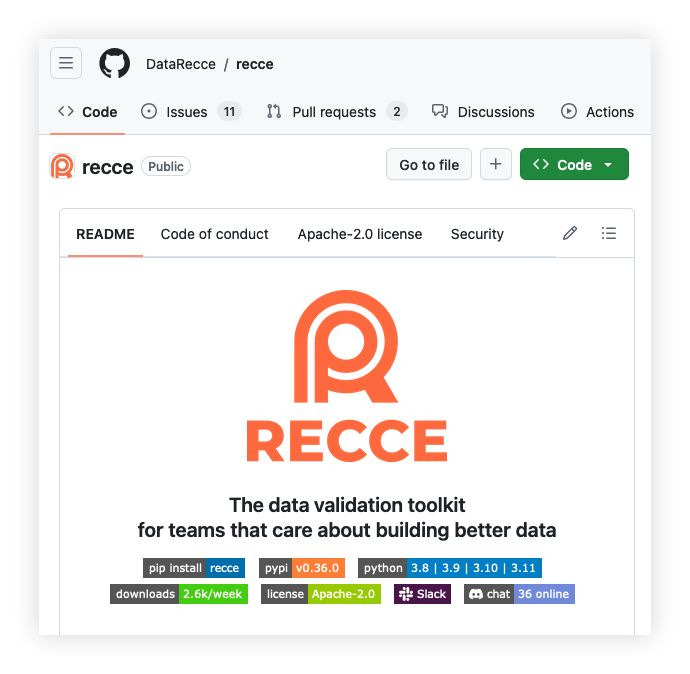 Data Recce is open-source, feel free to open an issue to request a feature, report a bug, fix or contribute to the code