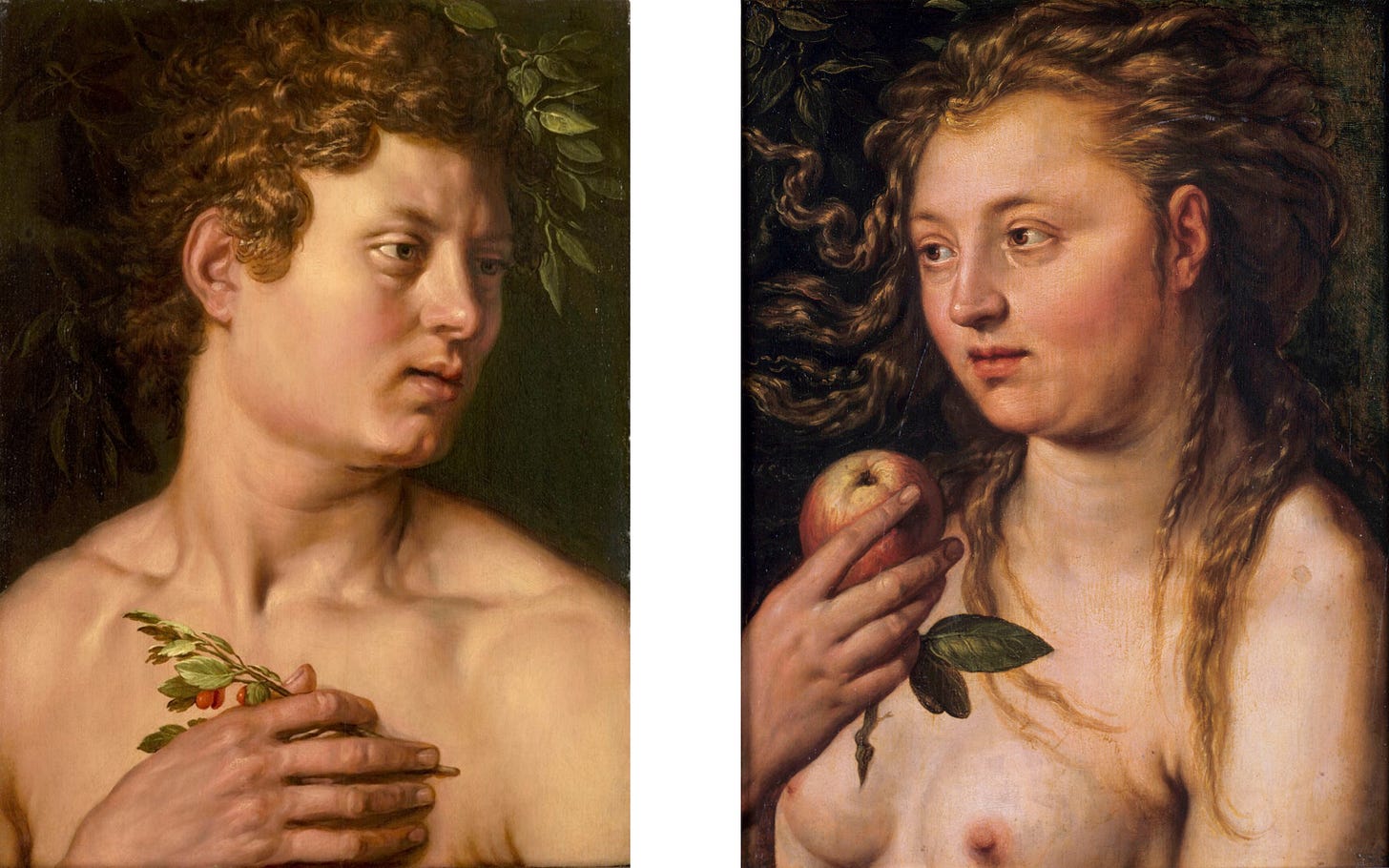A digital reunion of Dutch Mannerist artist Hendrick Goltzius' Adam & Ave.